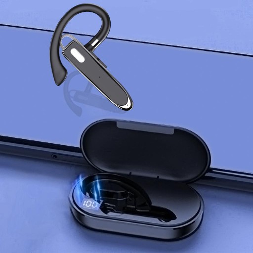 Беспроводная Bluetooth-гарнитура V5.1 с одним ушным крючком для офисных шорт, серая