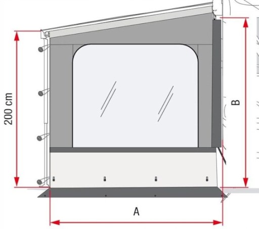 ŚCIANA BOCZNA PANEL MARKIZA FIAMMA F40 VAN SIDE W PRO 210 x H180-210 cm