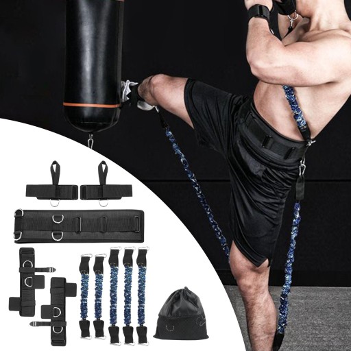 Boxing Resistance Bands Set with Storage Bag for Track and 150lbs Blue