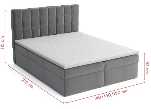 Континентальная кровать с пружинным матрасом и обивкой 160x200