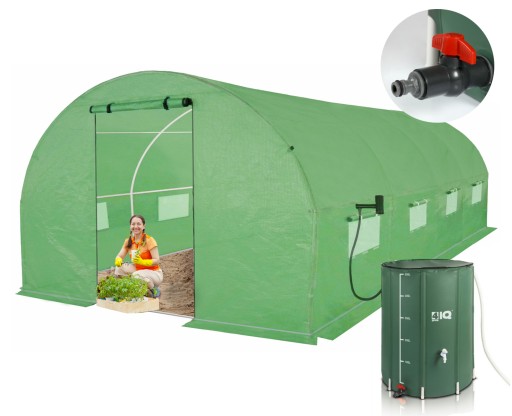 Tunel foliowy Szklarnia 3x6m GRUBA rurka 25mm + Składany zbiornik 500L