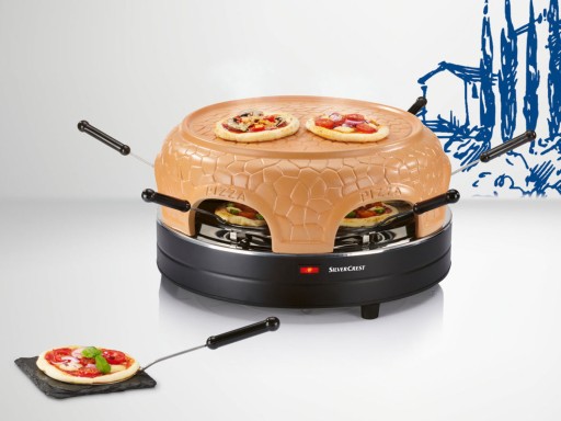 SILVERCREST SPO 910 A1 Piec do pizzy duży 6 mini pizz terakota 910W zestaw