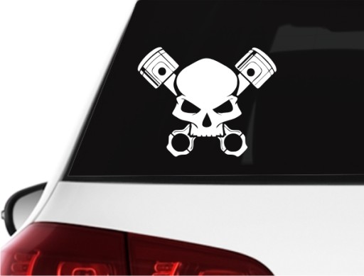 Наклейка на окно автомобиля ЧЕРЕП ПОРШНИ Petrolhead *15см *Цвета