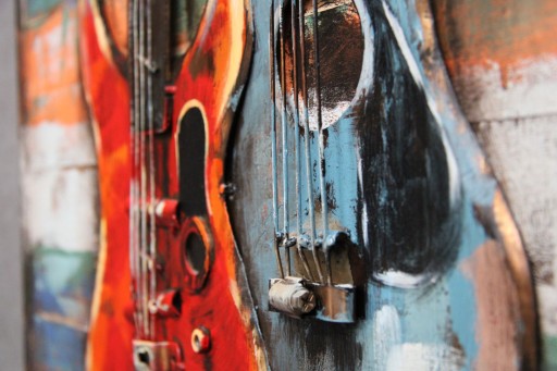 OBRAZ Gitary 3D Drewno Metal Trójwymiarowy Gitara
