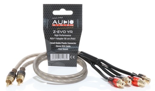Аудиосистема Z-EVO YR 2x разветвления 1 штекер 2 розетки RCA CHINCH 50см