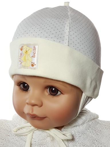 CZAPKA BAWEŁNIANA ZWIERZĄTKA CZAPECZKA WIĄZANA Z USZKAMI 3-6 M-CA 5KOLORÓW