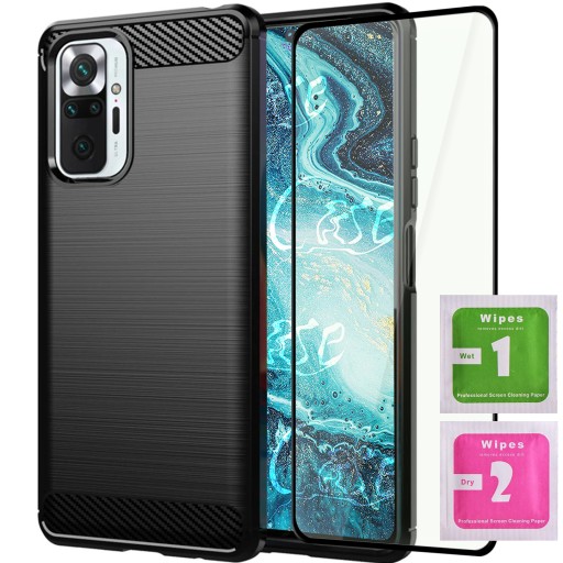 ЧЕХОЛ ДЛЯ XIAOMI REDMI ПРИМЕЧАНИЕ 10 PRO ARMOR CARBON CASE + 5D СТЕКЛО