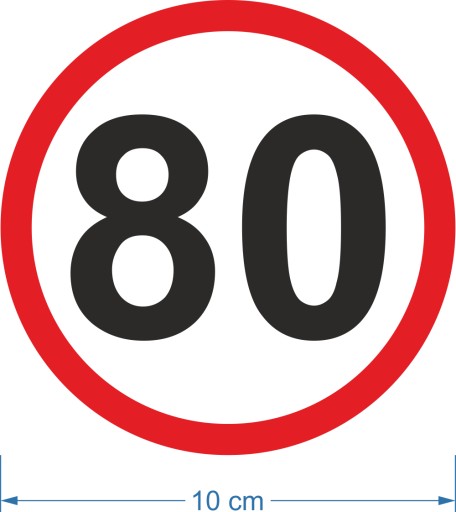 Наклейка Знак «ОГРАНИЧЕНИЕ СКОРОСТИ 80 км/ч» 10 см