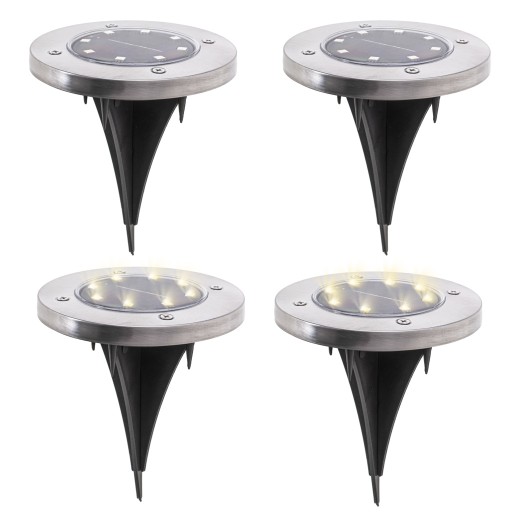 Солнечные садовые светильники наземные, 8LED, 4 шт. холодный белый