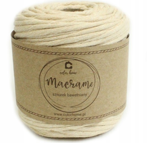 Витая хлопковая нить для макраме 4мм/50м LATTE