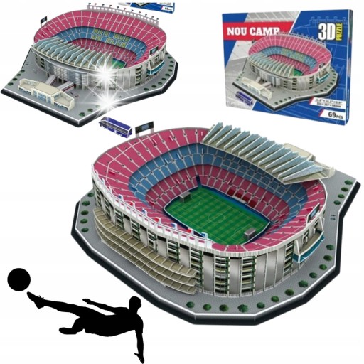 PUZZLE 3D STADION PIŁKARSKI CAMP NOU FC BARCELONA LA LIGA 69 ELEMENTÓW