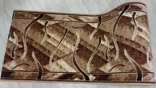CHODNIK DYWANOWY BCF 80cm WSTĘGI BEŻ BRĄZ OBSZYCIE
