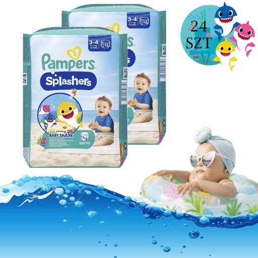 PAMPERS SPLASHERS ПОДГУЗНИКИ ДЛЯ КУПАНИЯ В ВОДЕ ДЛЯ БАССЕЙНА 6-11кг 24 шт.