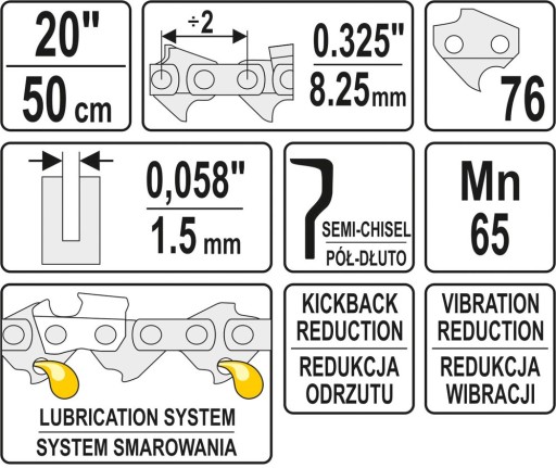 РЕЖУЩАЯ ЦЕПЬ ДЛЯ ПИЛЫ 20'' .325 1.5MM 76Z
