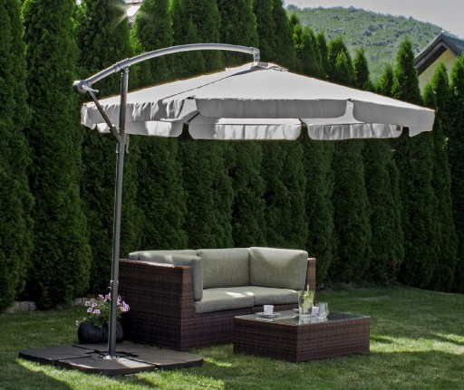 PARASOL OGRODOWY DUŻY 350CM składany PODŚWIETLENIE 24 LED REGULACJA solarny