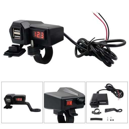 ЗАРЯДНОЕ УСТРОЙСТВО ДЛЯ МОТОЦИКЛА ВОЛЬТМЕТР 2xUSB