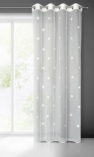 Firanka gotowa białą 140x250 cm Elsa w kwiatki