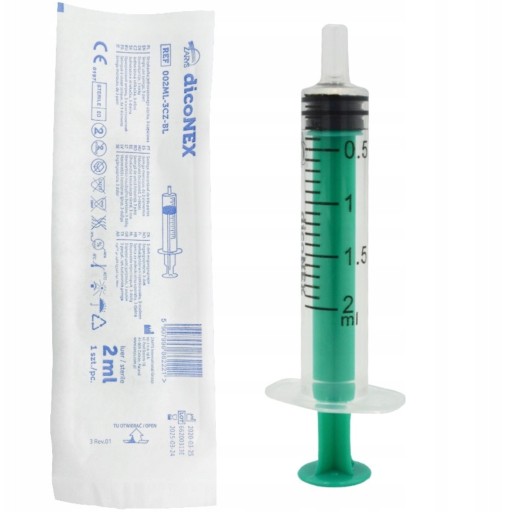 STRZYKAWKA INIEKCYJNA 3-CZĘŚCIOWA DICONEX LUER 2ML 100SZT.