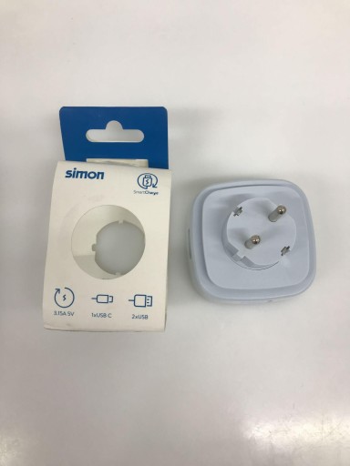 АДАПТЕР SIMON 2 USB + 1 USB C + 1 РОЗЕТКА 16 А, БЕЛЫЙ (CL610301)