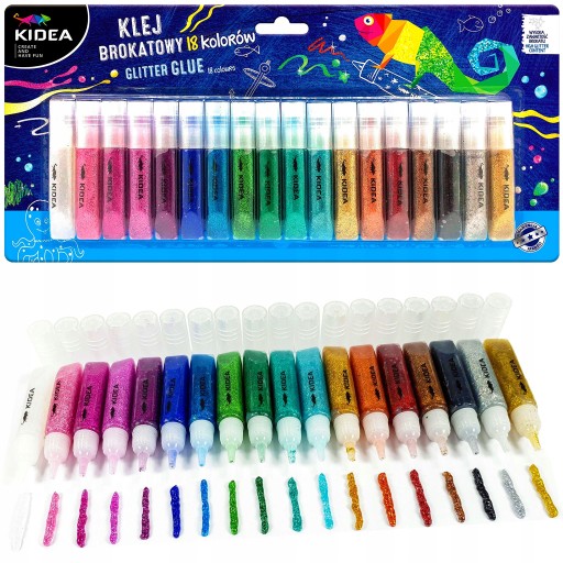 Клей Kidea в тюбике, 18 цветов.