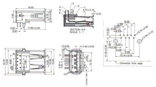 Gniazdo USB A 3.0 9 pin lutowane do płyty głównej THT DIP