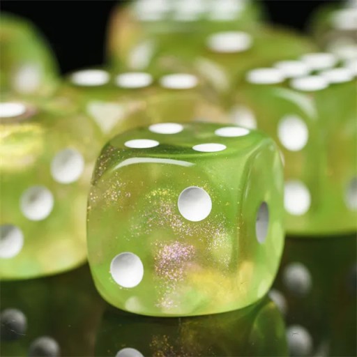 ZESTAW 10 KOSTEK K6 RPG KOŚĆ SZEŚCIOŚCIENNA ŚWIETLISTY ZAKĄTEK 1,6 CM