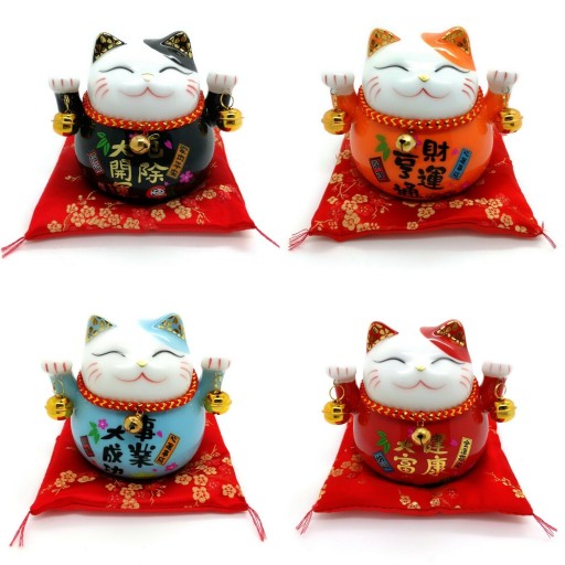 SKARBONKA Kot Maneki-Neko Szczęścia Porcelana 12cm