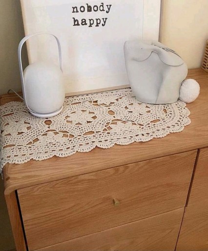 Bieżnik dziergany na stół do salonu do pokoju z boho shabby 30/140cm