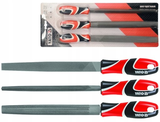YATO ZESTAW PILNIKÓW DO METALU PŁASKI TRÓJKĄTNY PÓŁOKRĄGŁY 250MM 3EL YT6237