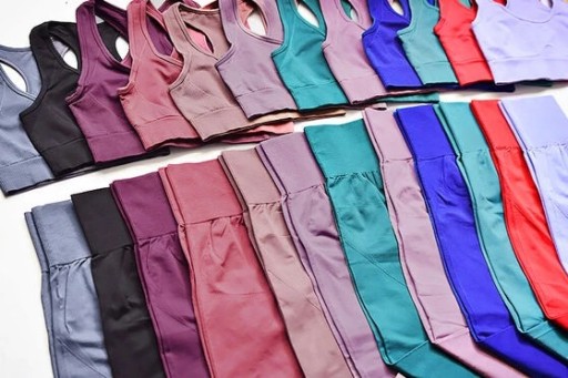 Damski komplet UniquYou Violet M treningowy zestaw top legginsy HIT