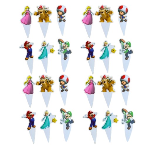 ТОППЕРСЫ SUPER MARIO Bros Luigi Персиковый торт, кексы, маффины на день рождения, 24 шт.