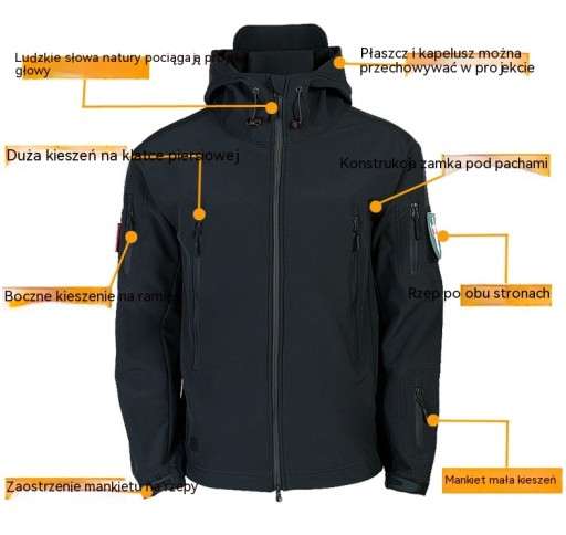 KURTKA MĘSKA SOFTSHELL OCIEPLANA WODOODPORNA,wzór2