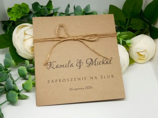 ZS11*2 E Zaproszenie na ślub ślubne ze sznureczkiem