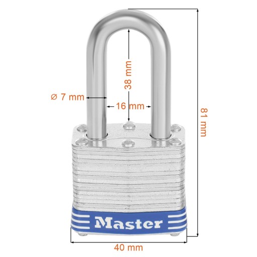 Замок навесной из ламинированной стали с удлиненной дужкой 3EURDLF Master Lock