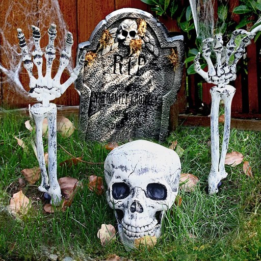 SZKIELET KOŚCIOTRUP CZASZKA DŁONI RUCHOMA SZCZĘKA NA HALLOWEEN DEKORACJA