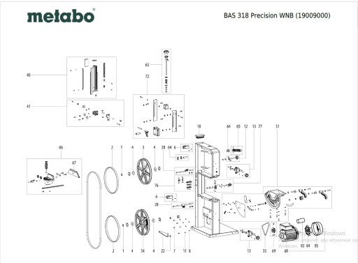 Регулировка высоты Metabo BAS 318 WNB