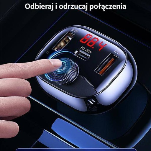 USAMS FM-ПЕРЕДАТЧИК BLTH 5.0 MP3 50 Вт 2XUSB + USB-C