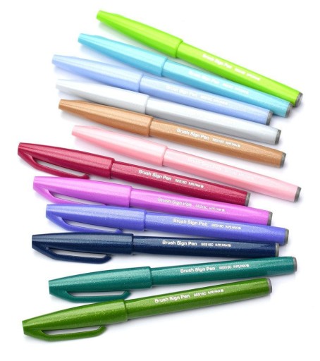 Ручка-кисть PENTEL SES15 пастельно-синего цвета