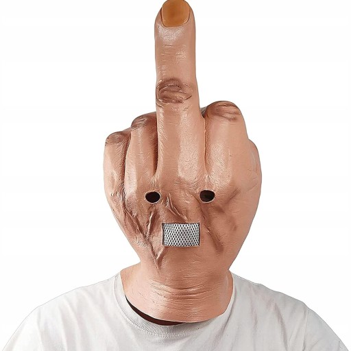Маска на средний палец «Fuck you» Забавный реквизит Головной убор на средний палец на Хэллоуин