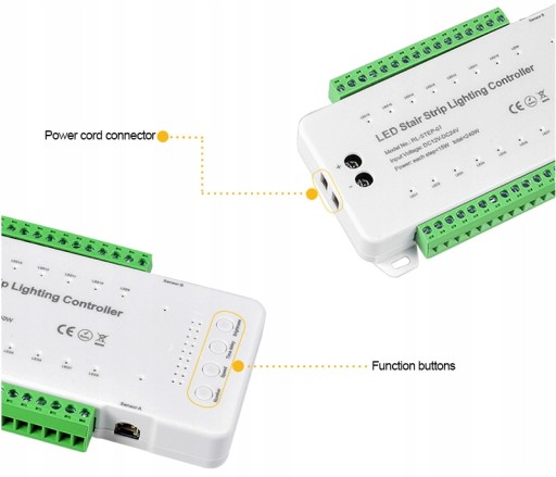 Kontroler Schodowy 16 kanałowy 240W+2 Czujki PIR