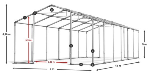 Палатка для хранения 8x12 м [3 м] Сборная DAS 560 Вт