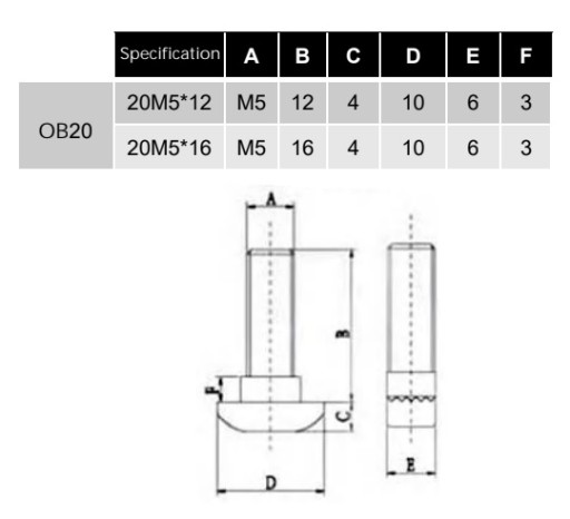 ВИНТ Т-ОБРАЗНЫЙ M5X12 T6 ДЛЯ ПРОФИЛЕЙ 20X20