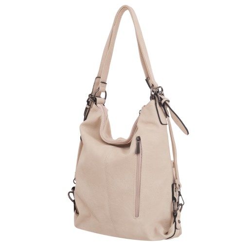 beżowa torebka plecak JGL torba skórzana worek 2w1 SHOPPER BAG