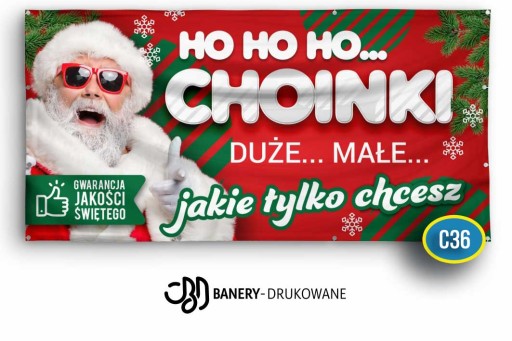 Baner Reklamowy Choinki 2x1m - Projekt Gratis Reklama choinek sprzedaż C44