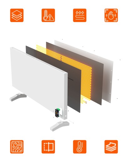 Grzejnik konwektorowy na podczerwień 700W 20m2 panel hybrydowy, inwertorowy