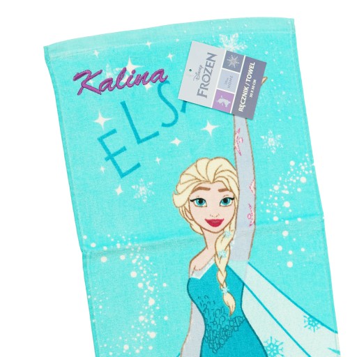 Ręcznik do przedszkola 30x50 Frozen Kraina Lodu Elsa + Haft imię