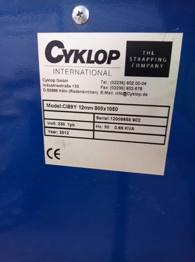 Wiązarka bandownica CYKLOP CI89Y pionowa 12 mm serwis paskarka 800x1050 mm