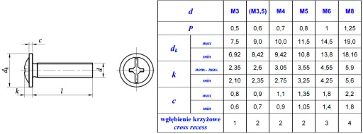 Винты с металлическими шайбами ​​DIN 967 6x10 OC x500
