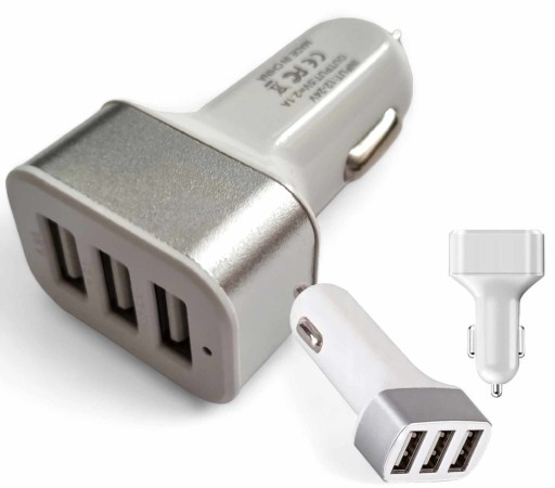 UNIWERSALNA ŁADOWARKA SAMOCHODOWA 3 GNIAZDA USB ŁADOWARKA SAMOCHODOWA