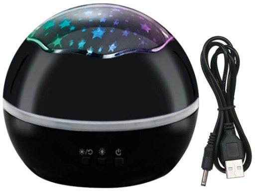 LAMPKA NOCNA OBROTOWA 360 LED 2w1 PROJEKTOR GWIAZD
